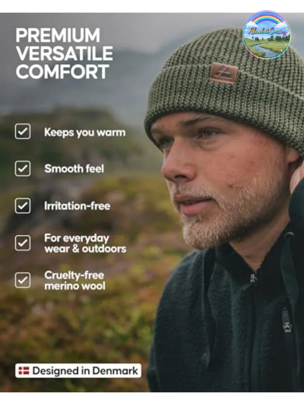 Merino Wool Beanie Fleece Lined Thermal Winter Hat One Size